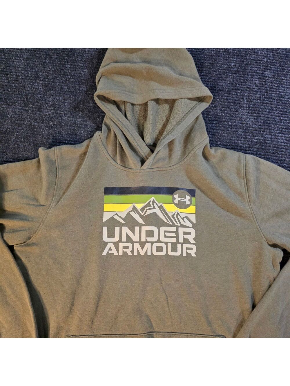 Under Armour Olive Green Hoodie with Mountain Logo